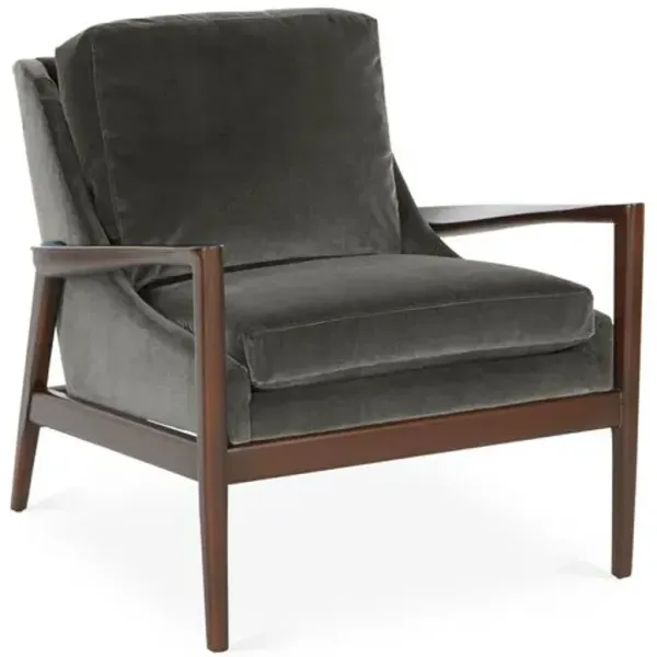 Ebonwood Accent Chair - Charcoal Velvet - Miles Talbott - Handcrafted - Gray, Comfortable, Durable, Velvet Upholstery