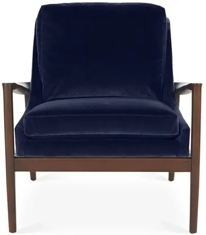 Ebonwood Accent Chair - Navy Velvet - Miles Talbott - Handcrafted - Blue, Comfortable, Durable, Velvet Upholstery