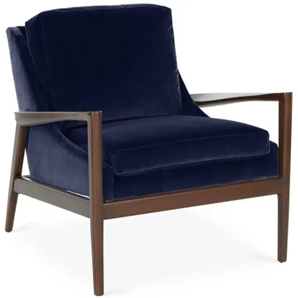 Ebonwood Accent Chair - Navy Velvet - Miles Talbott - Handcrafted - Blue, Comfortable, Durable, Velvet Upholstery