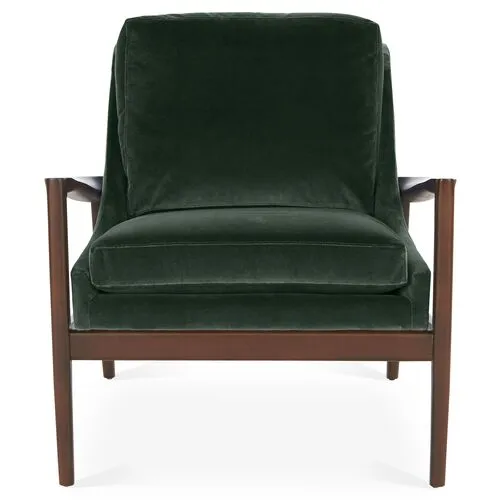 Ebonwood Accent Chair - Forest Velvet - Miles Talbott - Handcrafted - Green, Comfortable, Durable, Velvet Upholstery