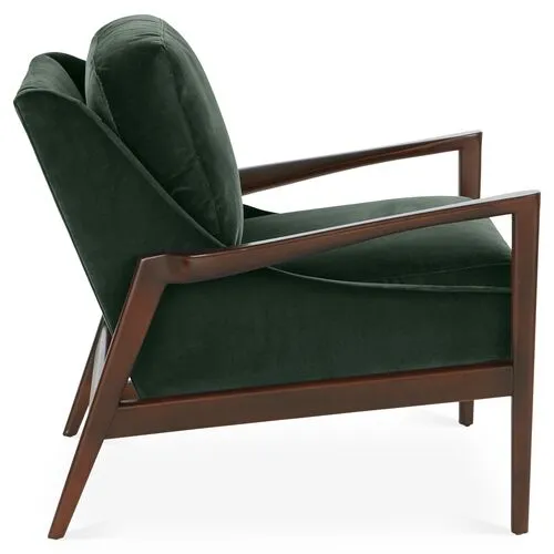 Ebonwood Accent Chair - Forest Velvet - Miles Talbott - Handcrafted - Green, Comfortable, Durable, Velvet Upholstery