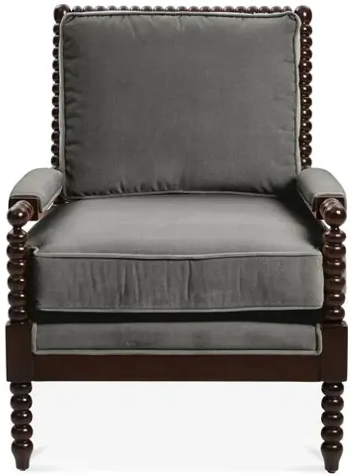 Bankwood Spindle Chair - Velvet - Miles Talbott - Handcrafted - Gray