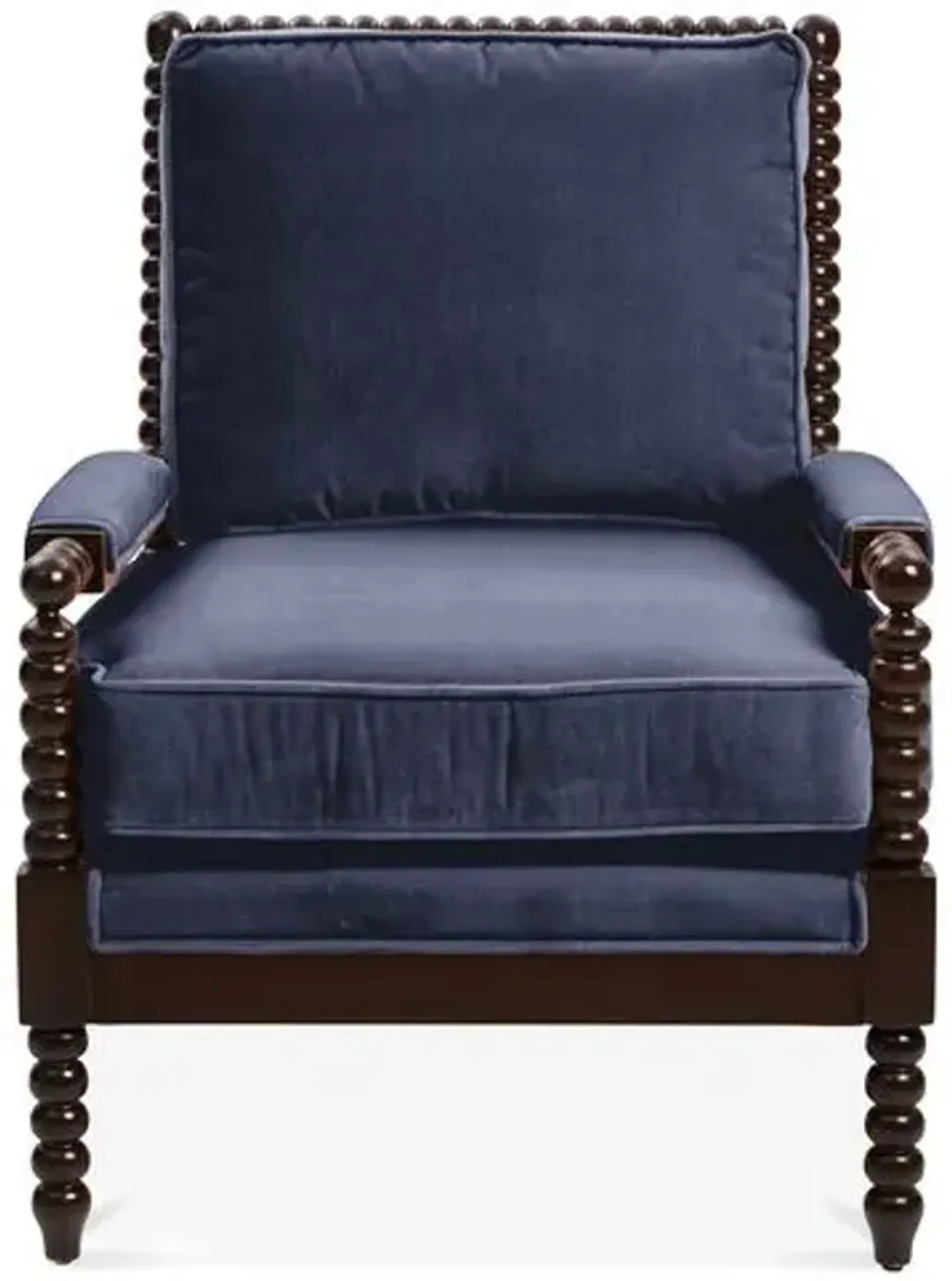 Bankwood Spindle Chair - Velvet - Miles Talbott - Handcrafted - Blue