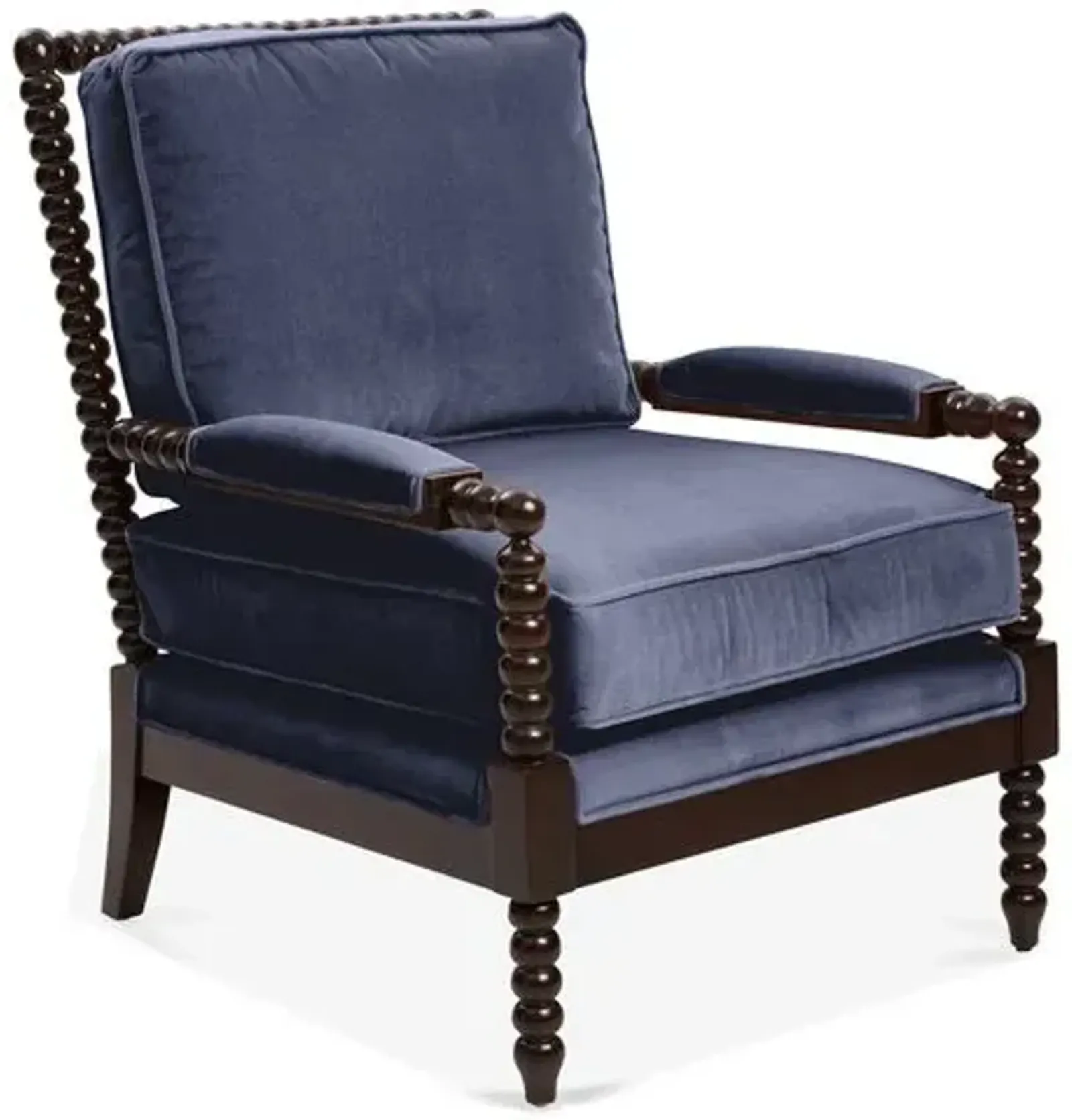 Bankwood Spindle Chair - Velvet - Miles Talbott - Handcrafted - Blue