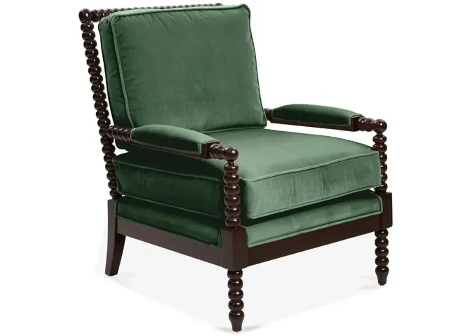 Bankwood Spindle Chair - Velvet - Miles Talbott - Handcrafted - Green