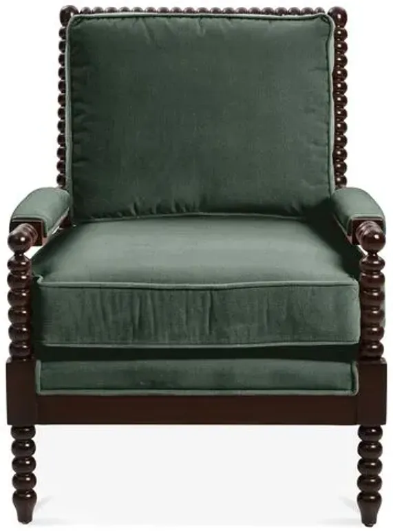 Bankwood Spindle Chair - Forest Velvet - Miles Talbott - Handcrafted - Green