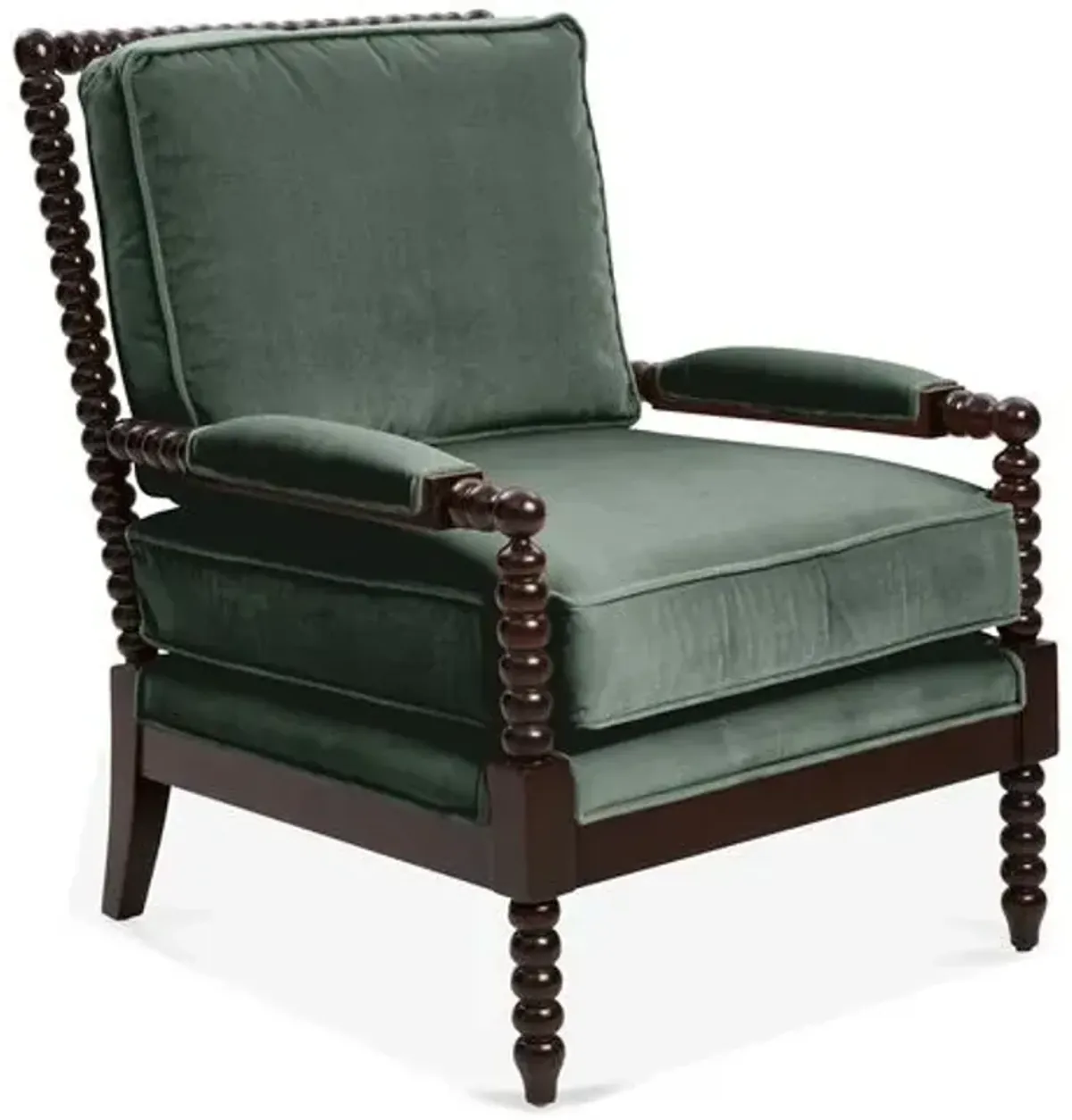 Bankwood Spindle Chair - Velvet - Miles Talbott - Handcrafted - Green