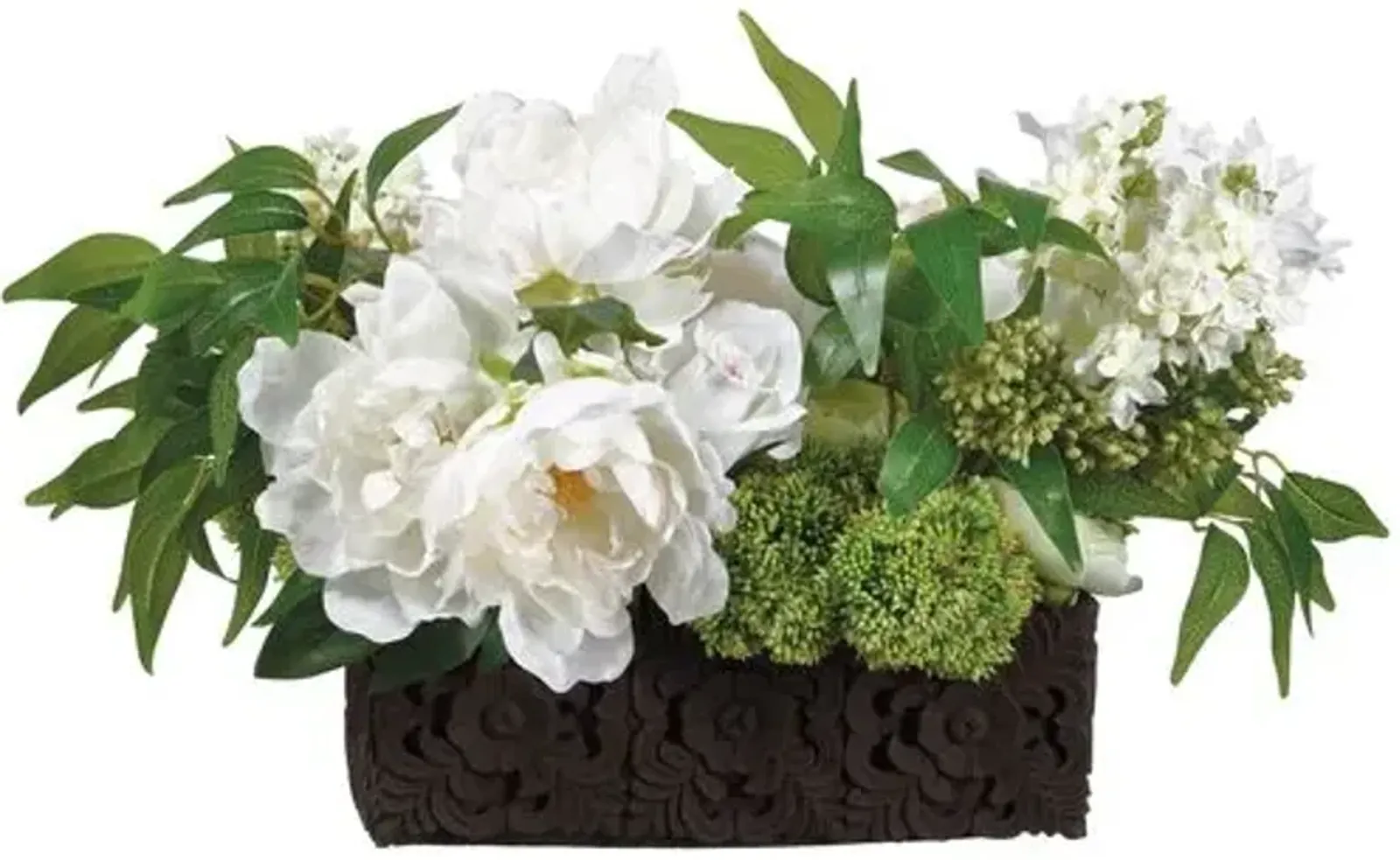 19" Peony & Lilac Arrangement - Faux - Green