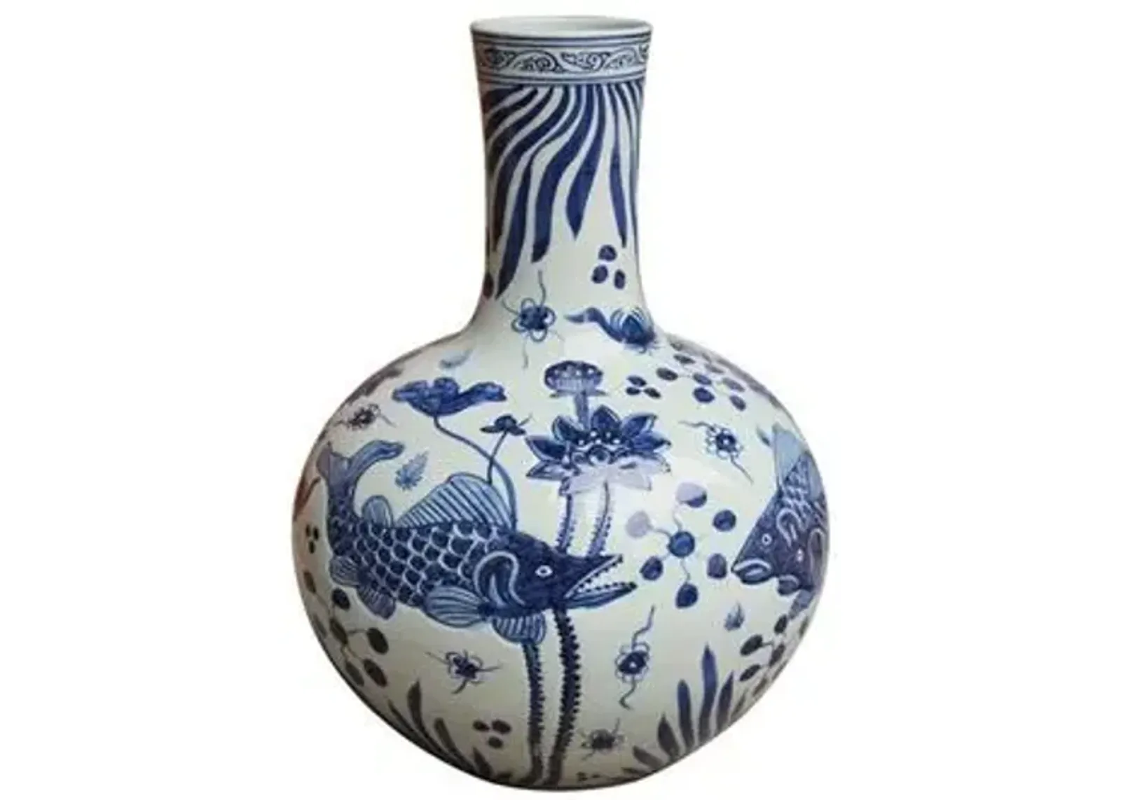 22" Herman Vase - Blue/White