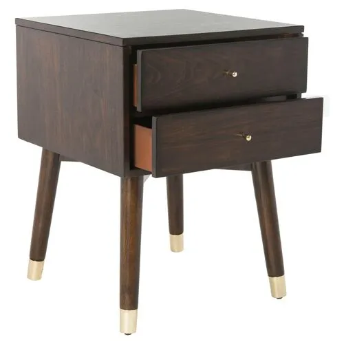 Lyla Nightstand - Walnut/Gold