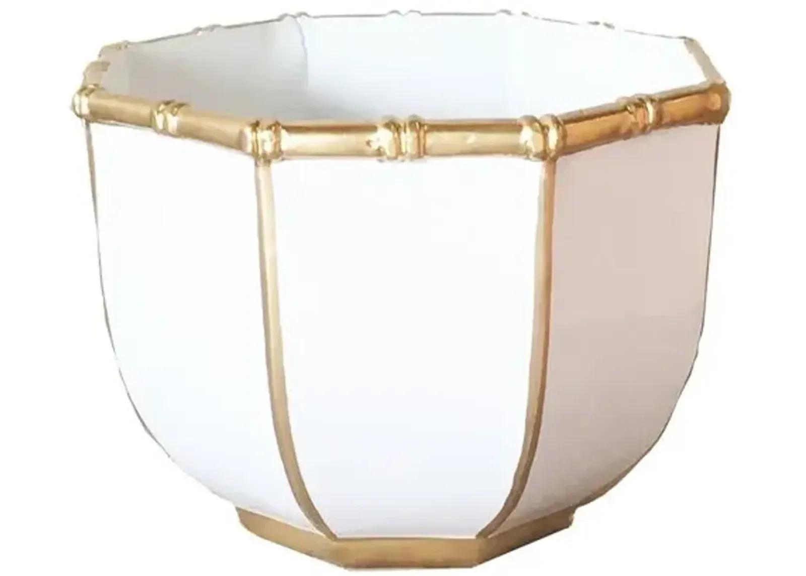 Bamboo-Style Decorative Bowl - White - Dana Gibson