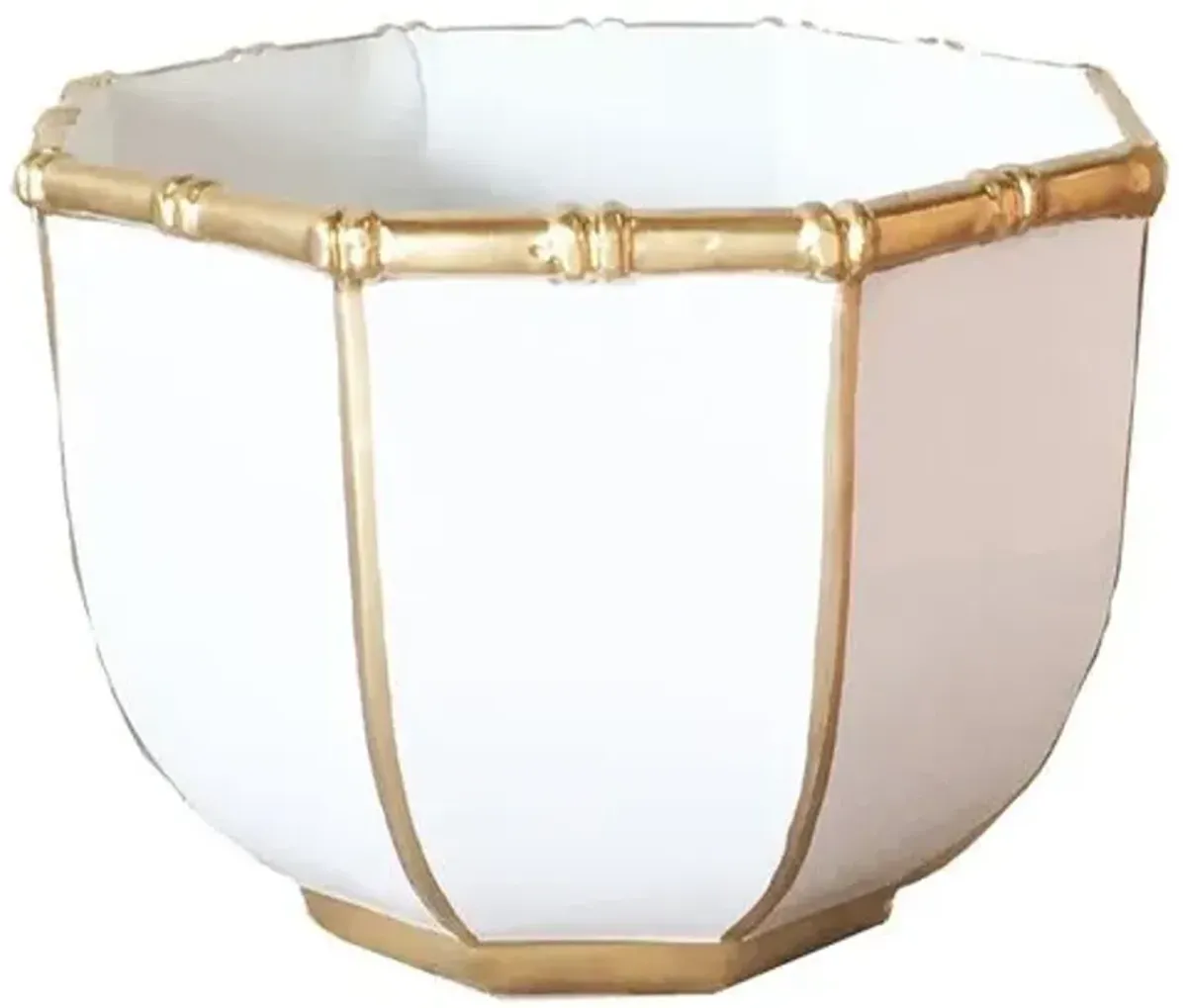 Bamboo-Style Decorative Bowl - White - Dana Gibson