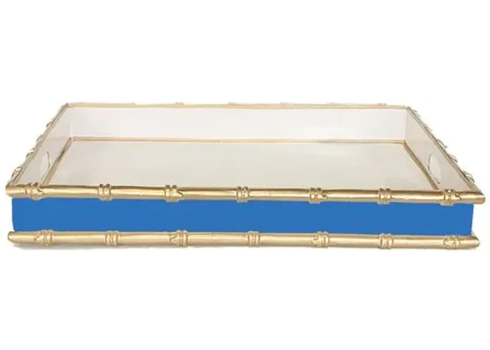 20" Bamboo-Style Serving Tray - Blue/Gold - Dana Gibson