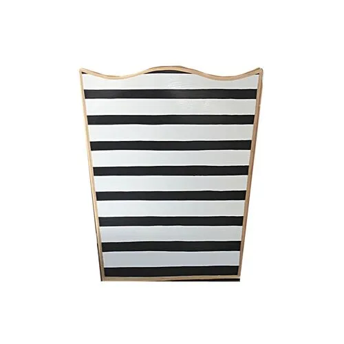 12" Pinstripe Wastebasket - Black/White - Dana Gibson - Multi