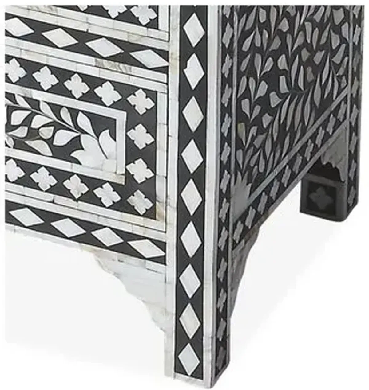 Layla Mother Of Pearl Drawer Chest - Black/Ivory - Handcrafted