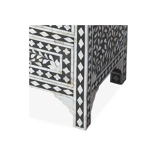 Dalton Mother Of Pearl Drawer Chest - Black/Ivory - Handcrafted