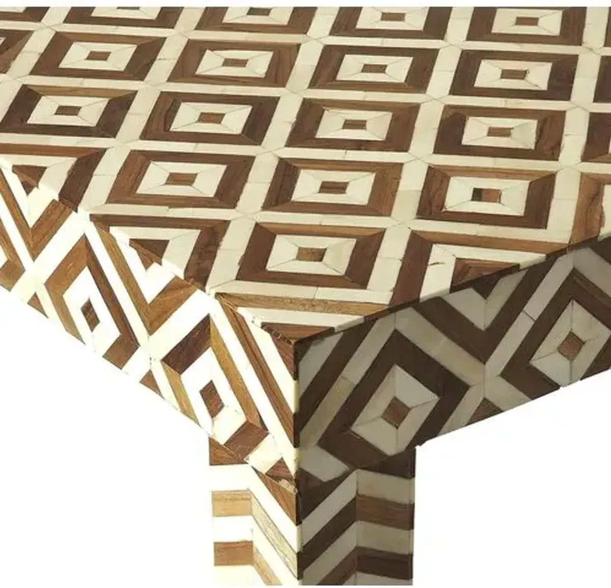 Paige Bone-Inlay/Teak Coffee Table - Natural - Handcrafted - Brown