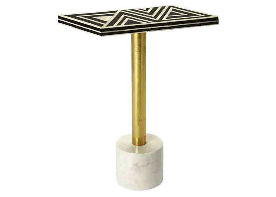 Vance Side Table - Black/White - Handcrafted