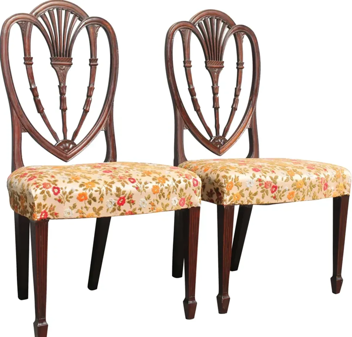 Sheraton Carved Side Chairs - Set of 2 - Something Vintage - Brown