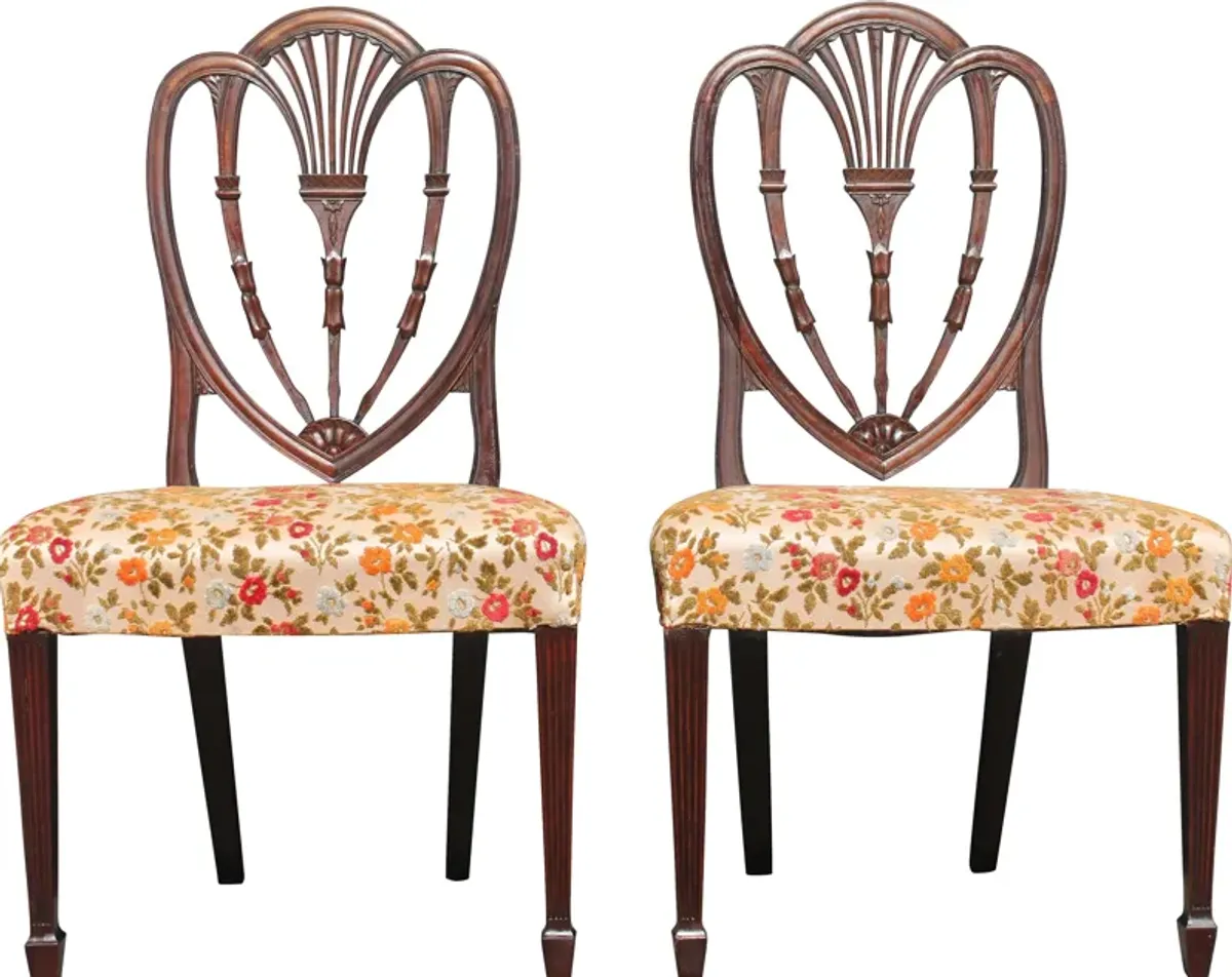 Sheraton Carved Side Chairs - Set of 2 - Something Vintage - Brown