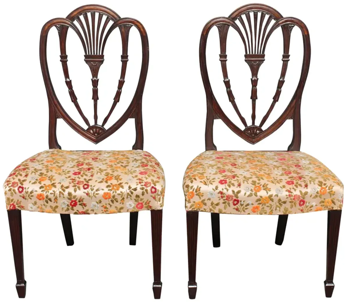 Sheraton Carved Side Chairs - Set of 2 - Something Vintage - Brown