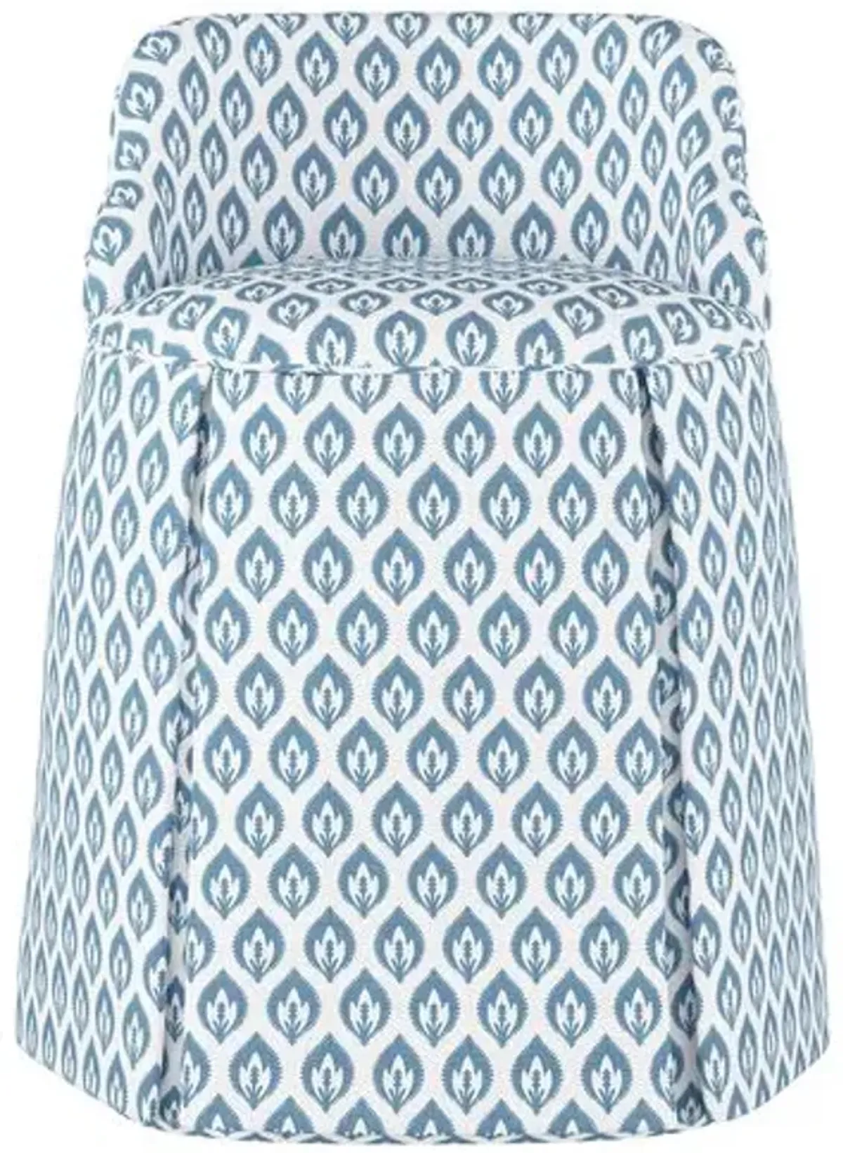 Addie Vanity Stool - Petal Floral - Handcrafed in The USA - Blue - Versatile, Comfortable, Functional