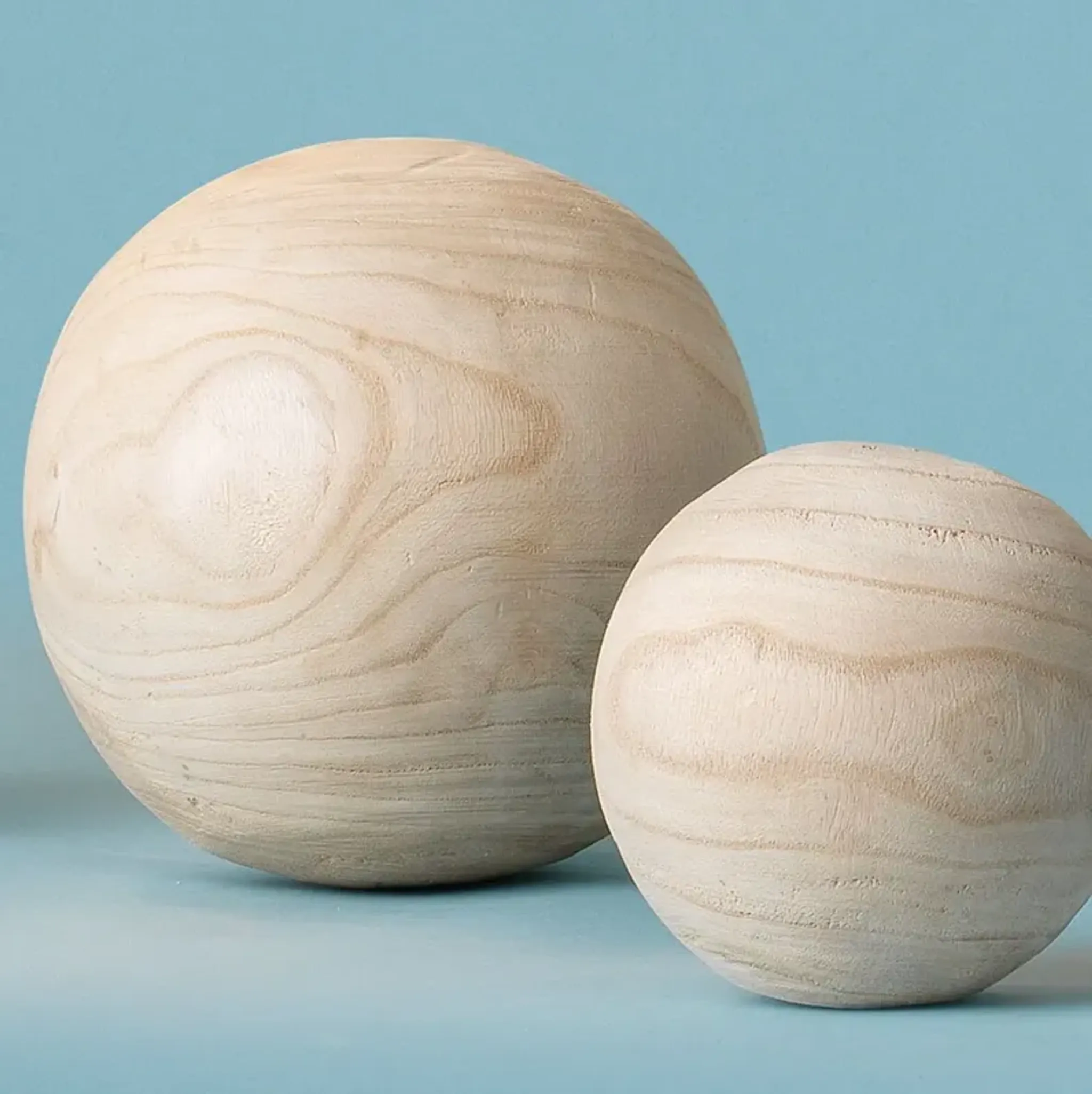 Set Of 3 Malibu Wooden Ball Natural Jamie Young Co Handcrafted Brown ...