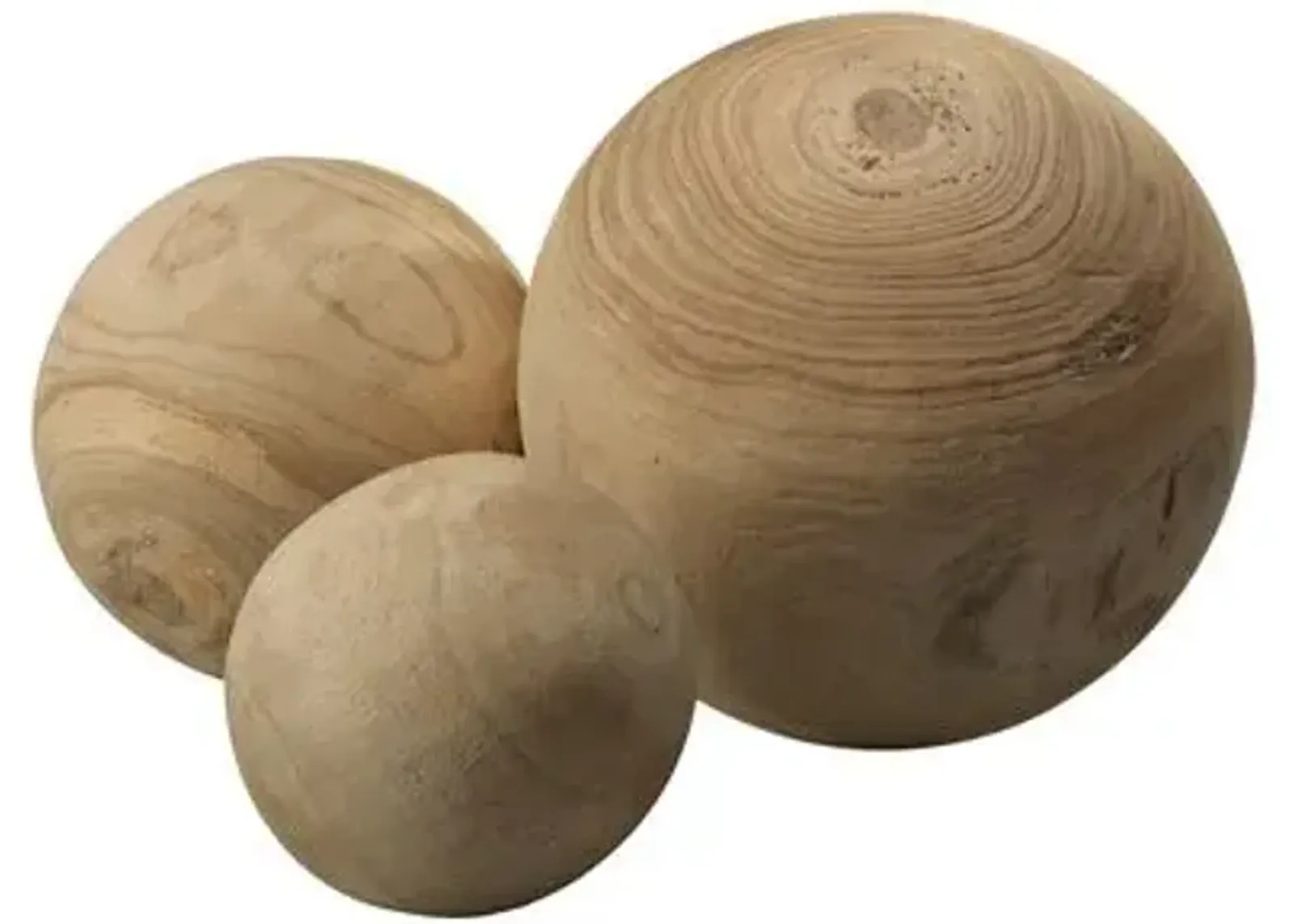 Set of 3 Malibu Wooden Ball - Natural - Jamie Young Co. - Handcrafted - Brown