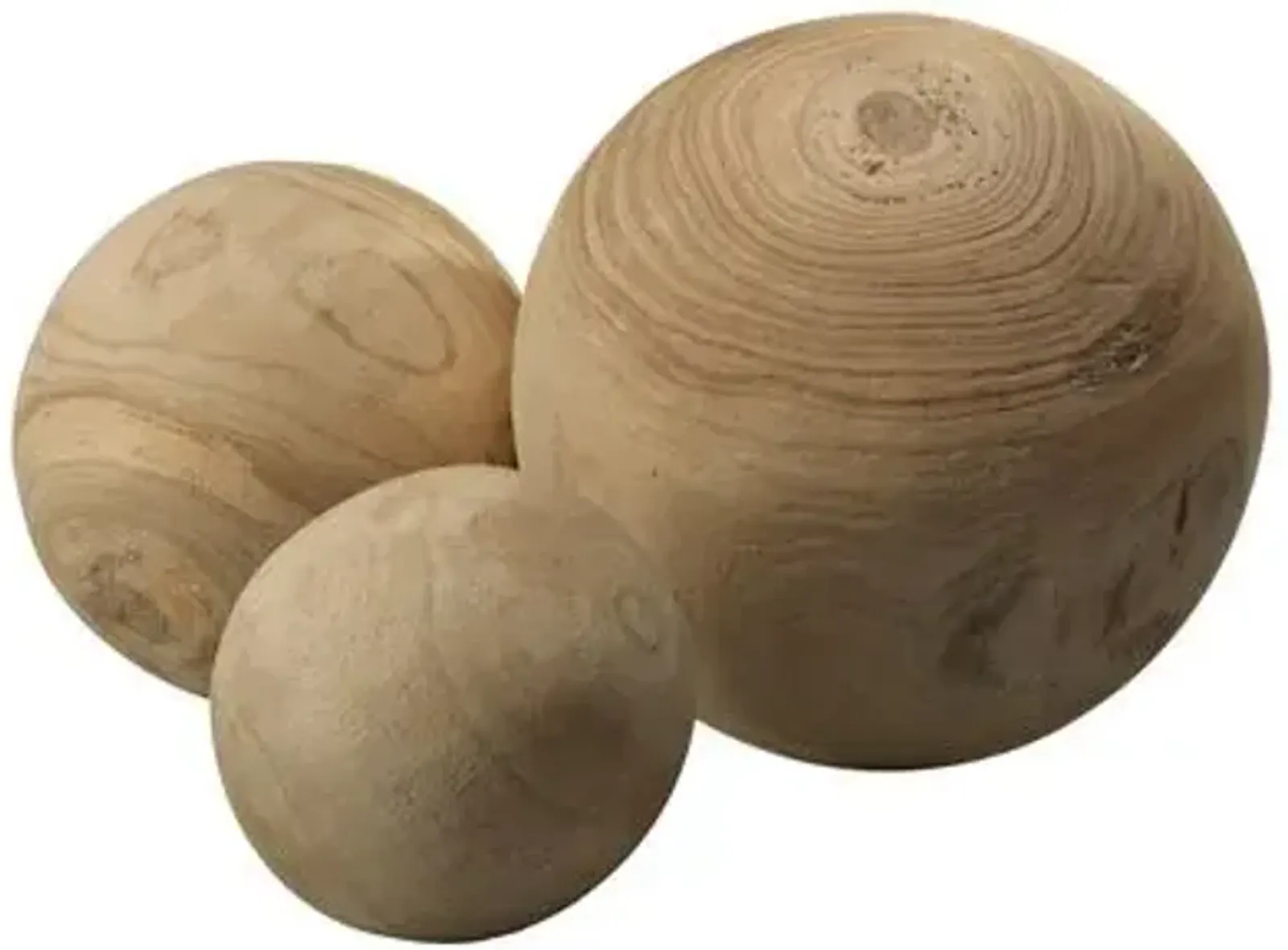 Set of 3 Malibu Wooden Ball - Natural - Jamie Young Co. - Handcrafted - Brown