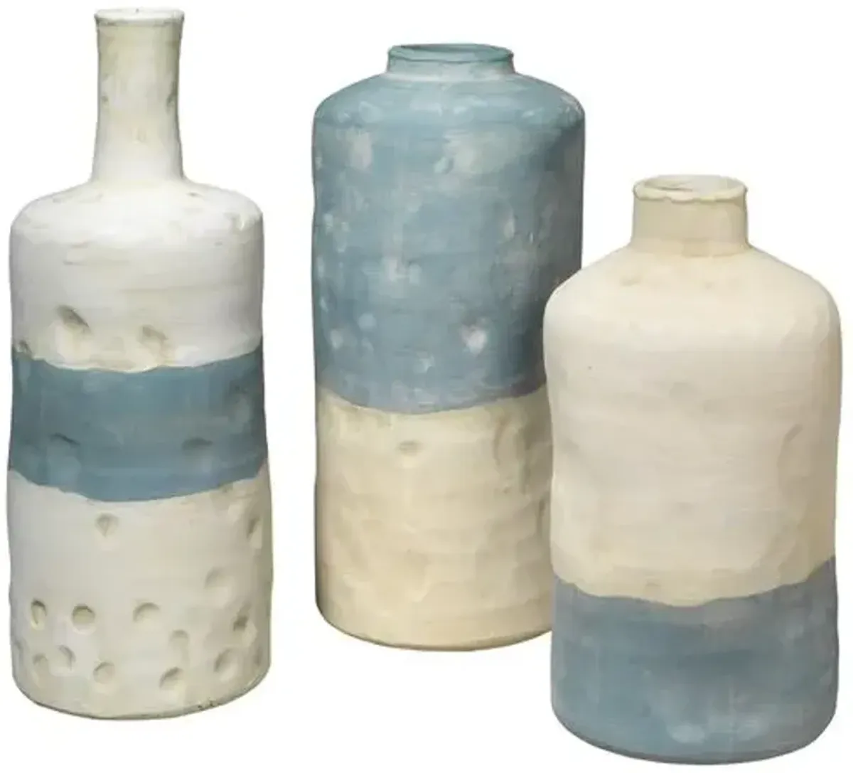 Asst. of 3 Sedona Vases - Blue/White - Jamie Young Co.