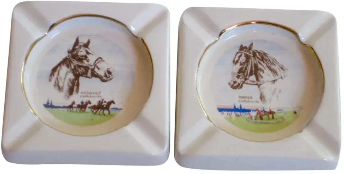 Assault and Ponder Horse Ashtrays - Set of 2 - The Emporium Ltd. - White