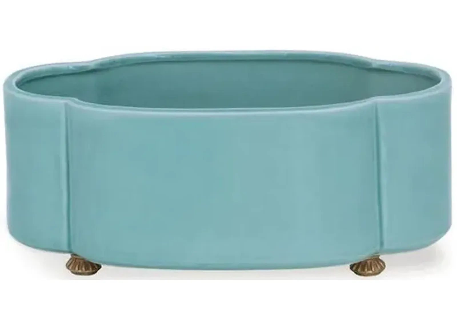 14" Carol Oval Outdoor Planter - Blue/Brass - Port 68 - 14"l x 9"w x 5.5"h