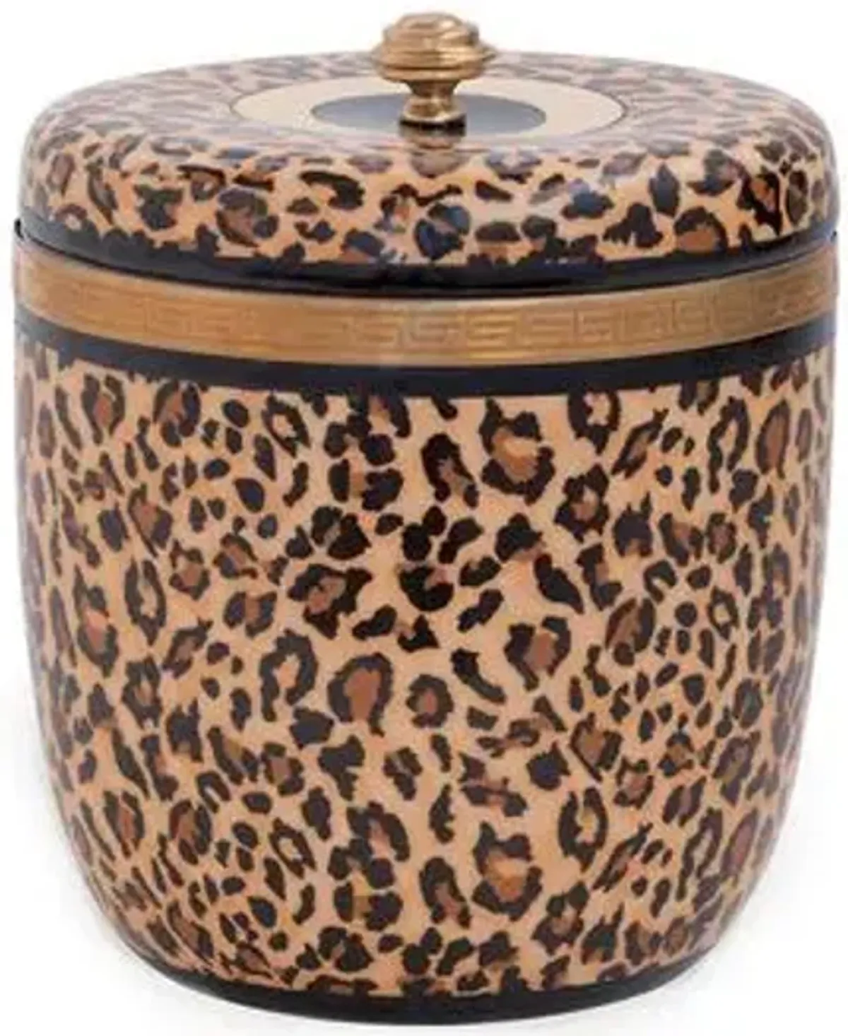 11" Leopard Print Round Decorative Box - Black/Gold - Port 68