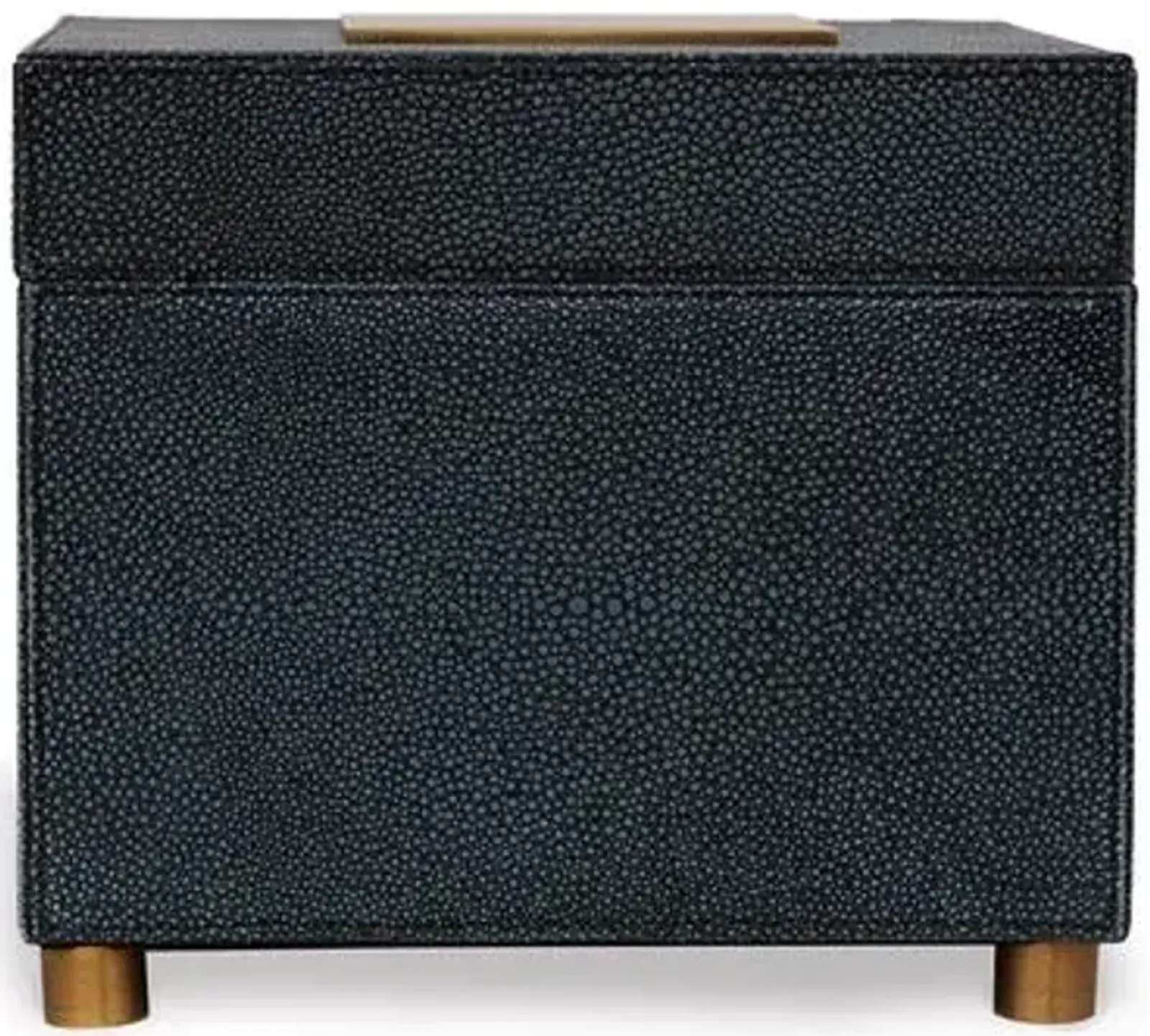 10" Cairo Faux-Shagreen Box - Gray/Brass - Port 68