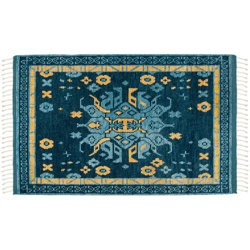 Keira Hand-Knotted Rug - Teal - Blue - Blue