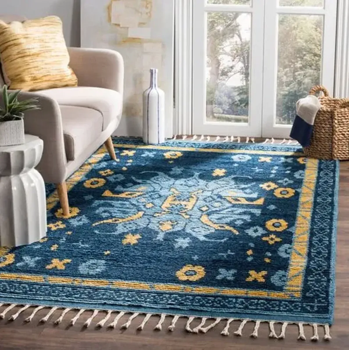 Keira Hand-Knotted Rug - Teal - Blue - Blue