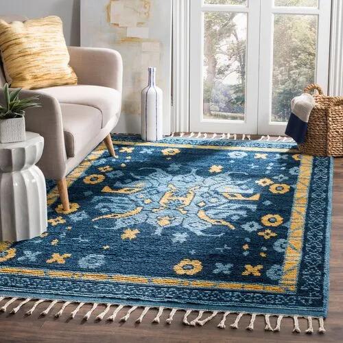 Keira Hand-Knotted Rug - Teal - Blue - Blue