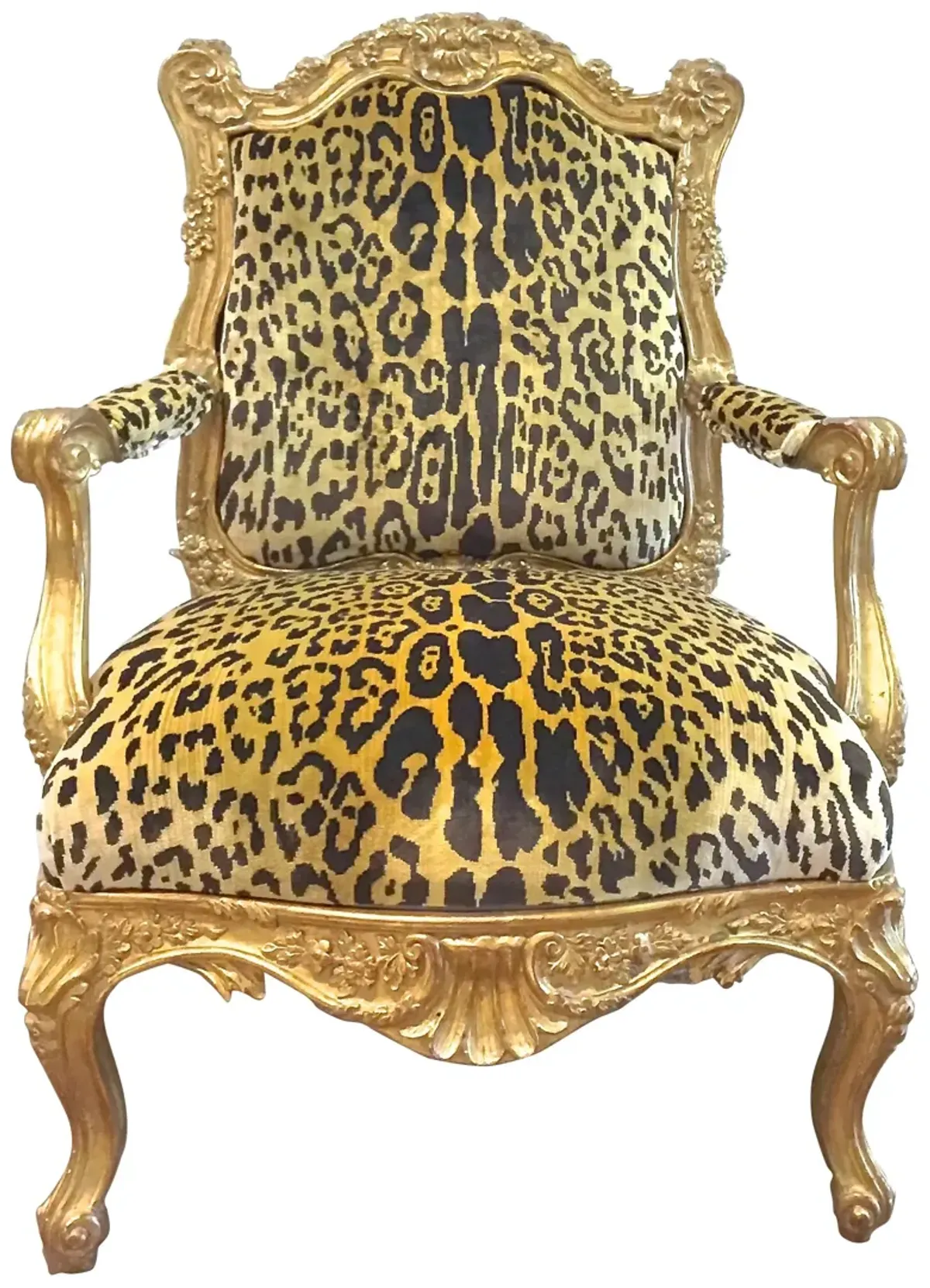 Rococo-Style Carved Giltwood Armchair - Vermilion Designs - gold