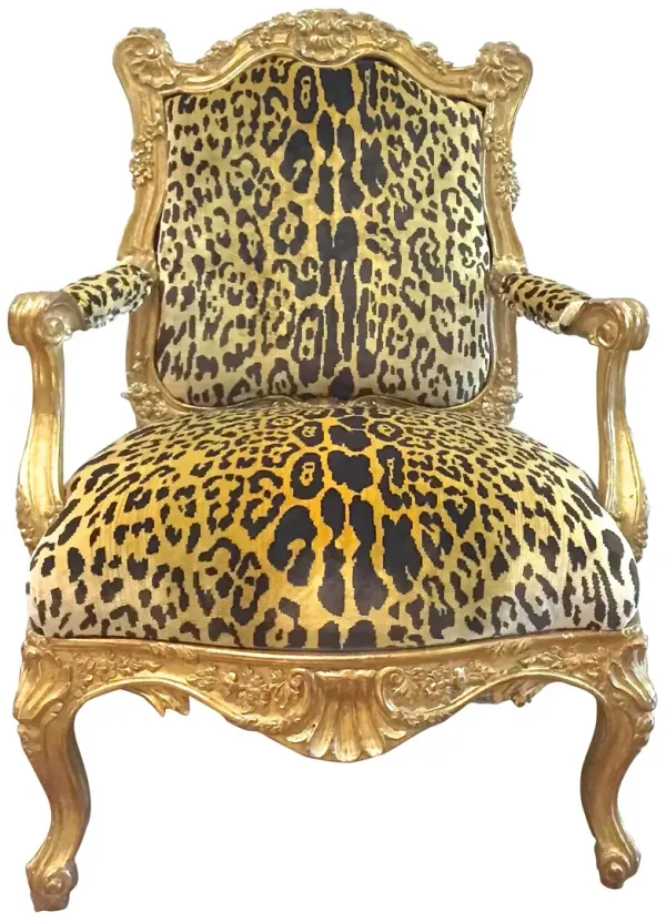 Rococo-Style Carved Giltwood Armchair - Vermilion Designs - Gold