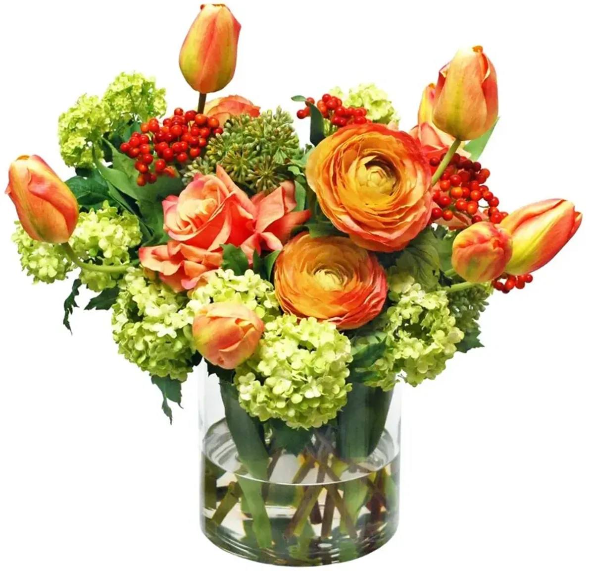 20" Tulip & Rose Mix Arrangement, Faux
