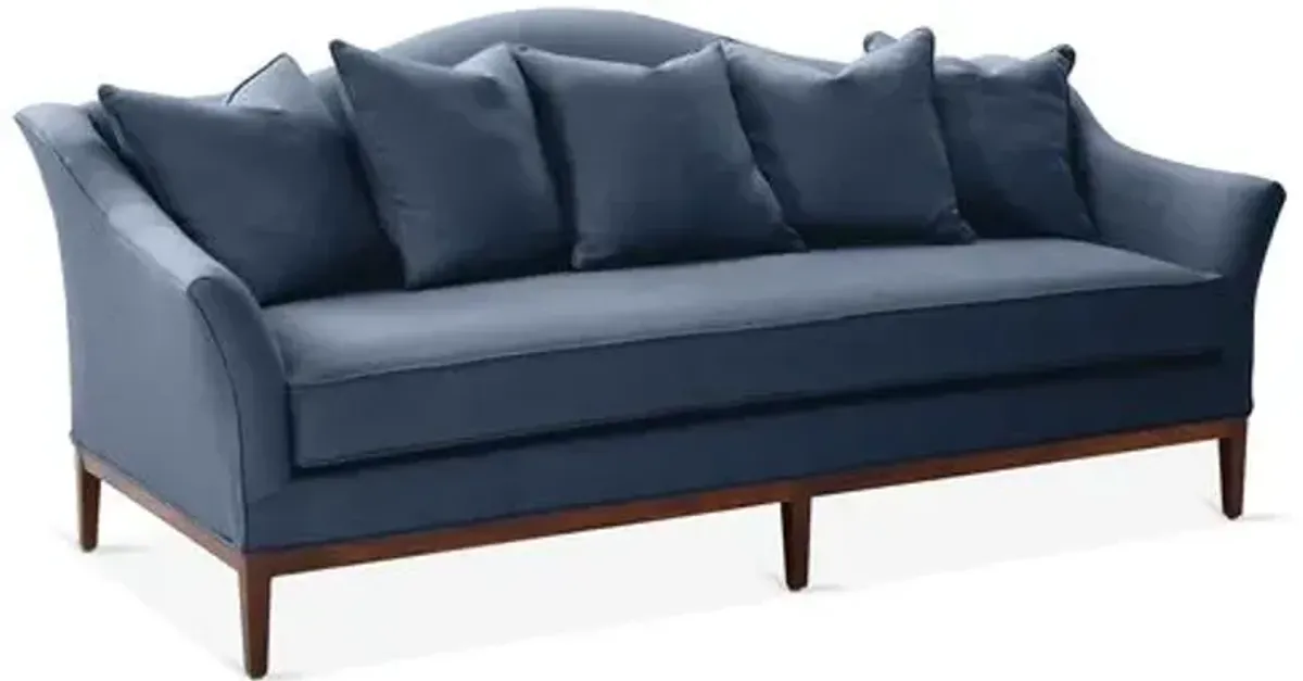 Eloise Camelback Sofa - Navy Linen