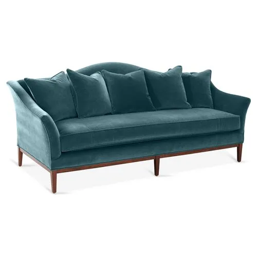 Eloise Camelback Sofa - Teal Velvet