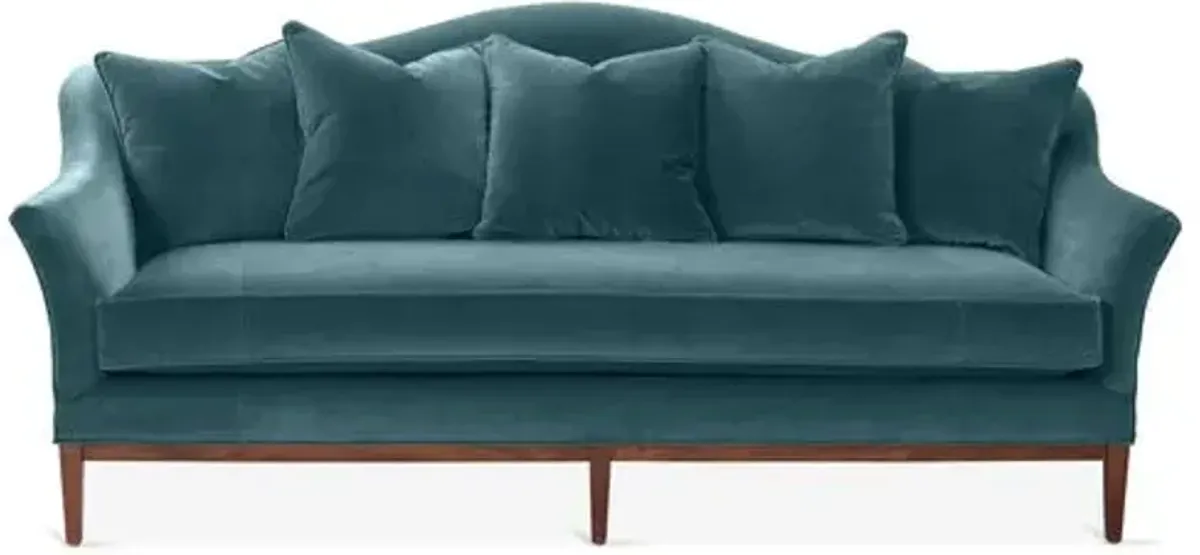 Eloise Camelback Sofa - Teal Velvet