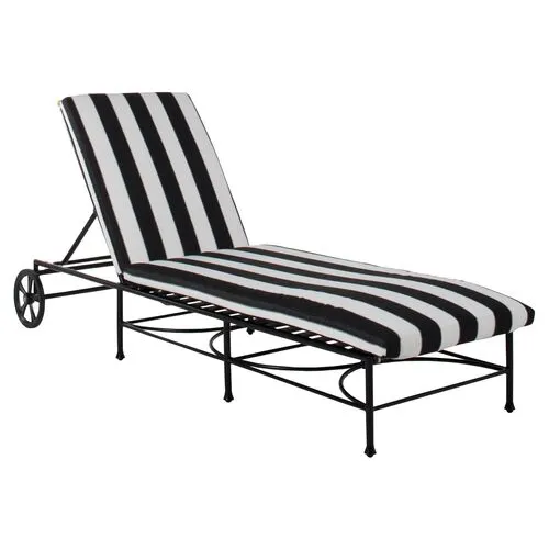 Frances Outdoor Chaise - Black/White - Comfortable, Sturdy, Stylish