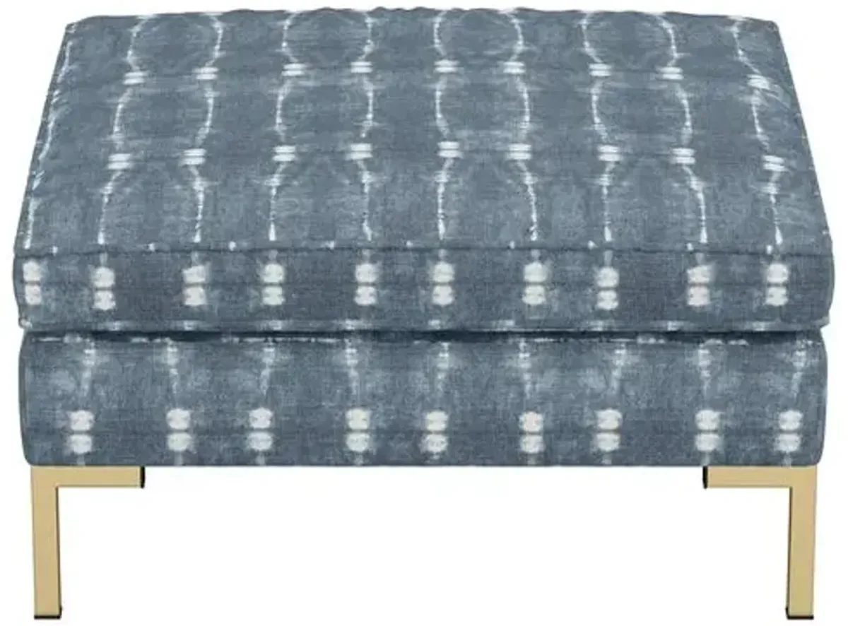 Marceau Ottoman - Shibori Indigo - Handcrafted - Blue