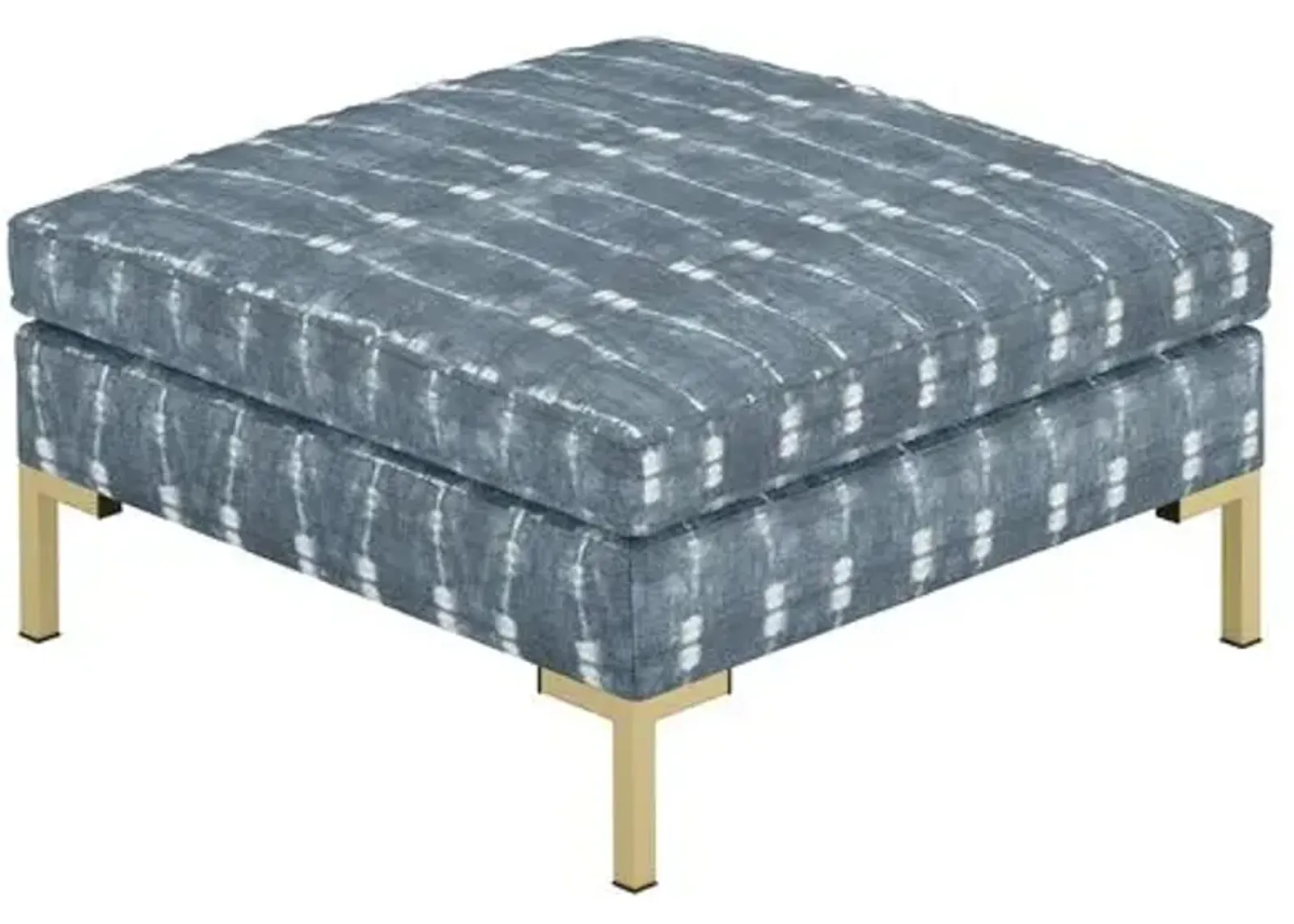 Marceau Ottoman - Shibori Indigo - Handcrafted - Blue