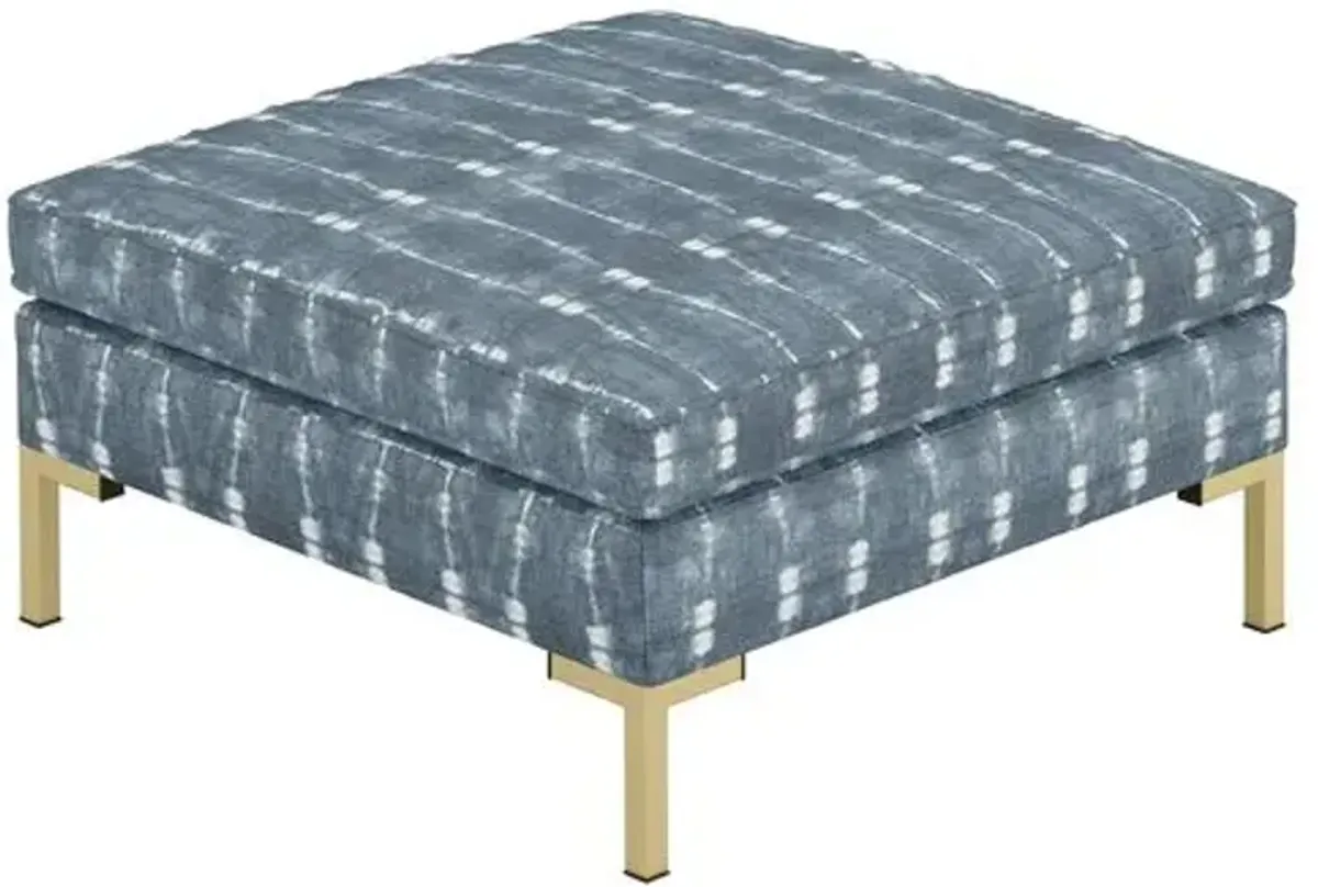 Marceau Ottoman - Shibori Indigo - Handcrafted - Blue