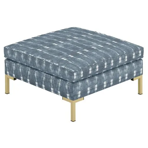 Marceau Ottoman - Shibori Indigo - Handcrafted - Blue