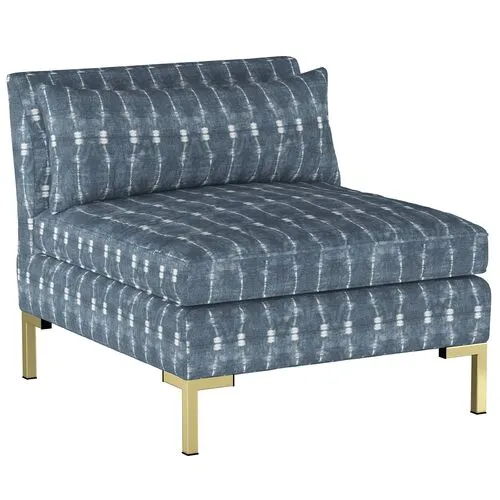 Marceau Slipper Chair - Shibori Indigo - Handcrafted - Blue