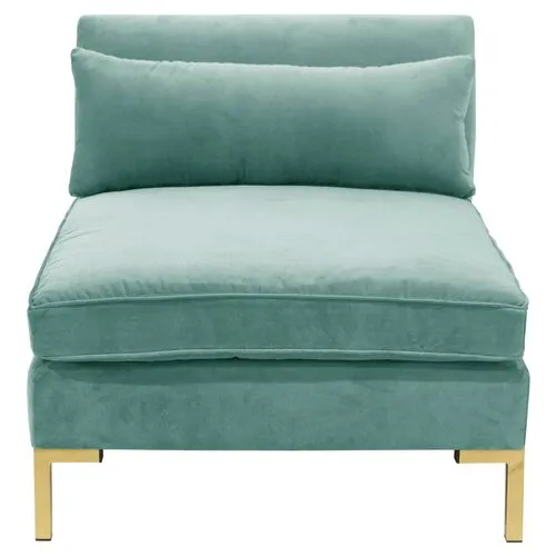 Marceau Velvet Slipper Chair - Handcrafted - Green